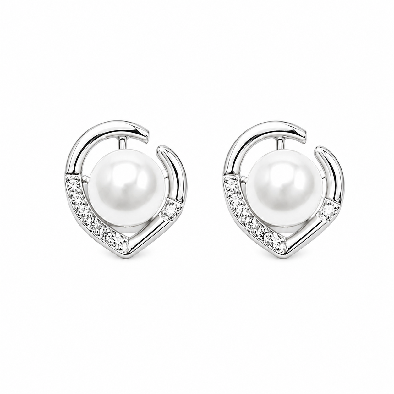 Crescent Pearl Necklace & Earring Set