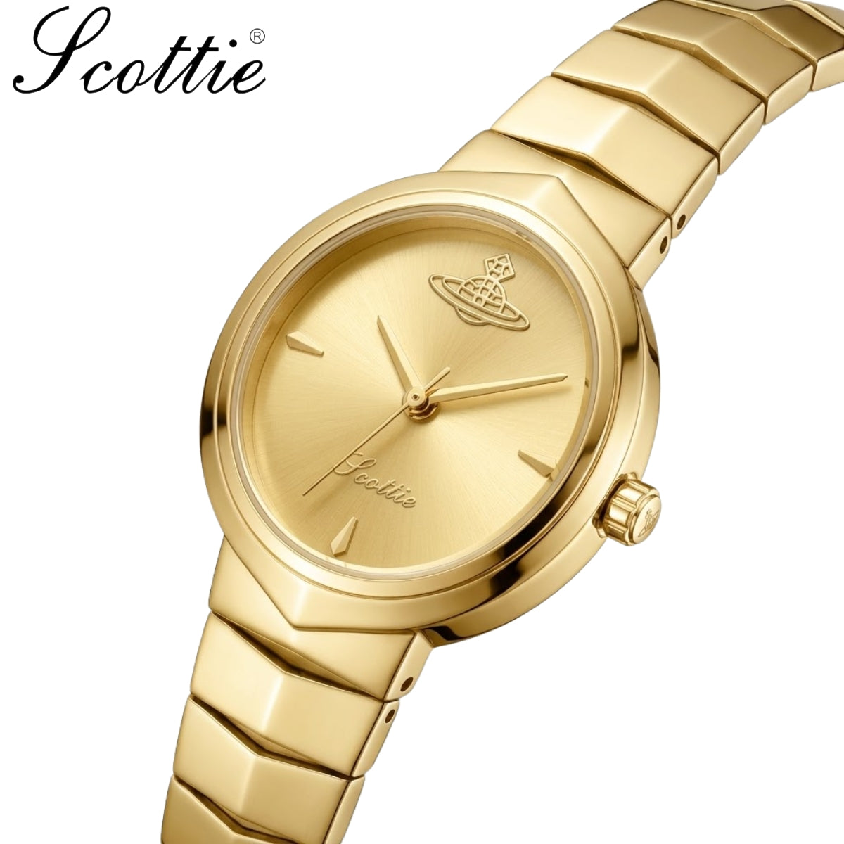 Scottie 9782 Women’s Snakebone Bracelet Watch – New Luxury Fashion Wristwatch  Gold