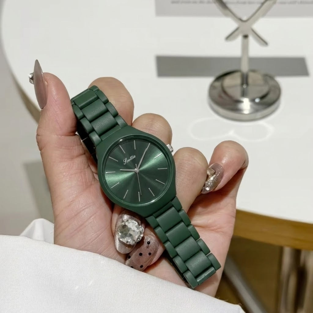 Scottie 9729 Women’s Simple Luxury Watch – Waterproof Stainless Steel Quartz with Green Dial